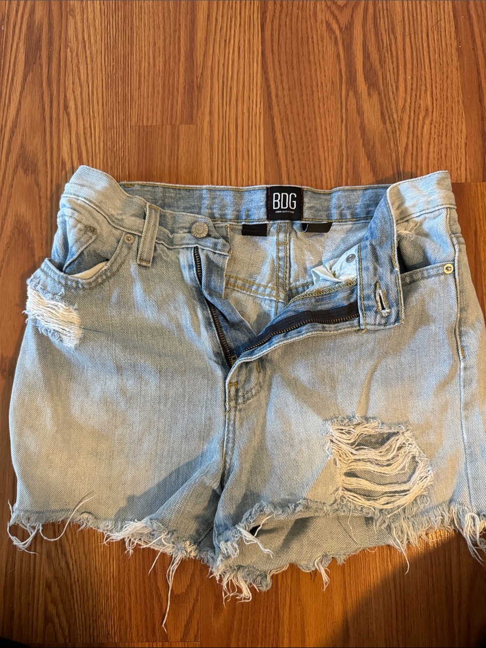 BDG Light Wash Distressed Denim Cutoff Shorts